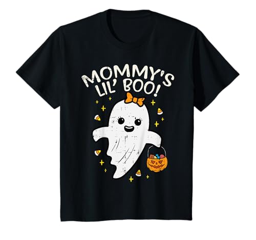 Kinder Halloween Ghost Mommys Lil Boo Kostüm Mädchen Kinder Kleinkind T-Shirt von Toddler Girl Halloween Shirts For Girls Kids