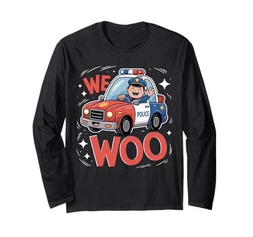 We Woo Polizeiauto Kinder Langarmshirt We Woo Polizeiauto Kinder Langarmshirt von Toddler Police Car Siren Kids Patrol Cartoon Fun