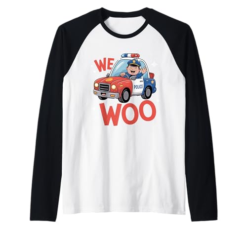 We Woo Polizeiauto Kinder Raglan We Woo Polizeiauto Kinder Raglan von Toddler Police Car Siren Kids Patrol Cartoon Fun