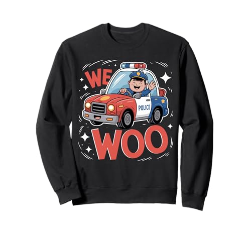 We Woo Polizeiauto Kinder Sweatshirt We Woo Polizeiauto Kinder Sweatshirt von Toddler Police Car Siren Kids Patrol Cartoon Fun