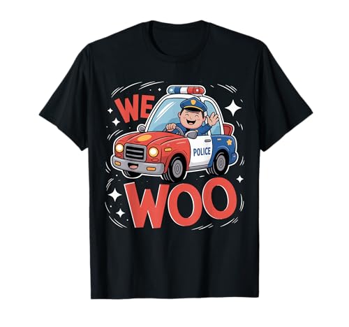 We Woo Polizeiauto Kinder T-Shirt We Woo Polizeiauto Kinder T-Shirt von Toddler Police Car Siren Kids Patrol Cartoon Fun