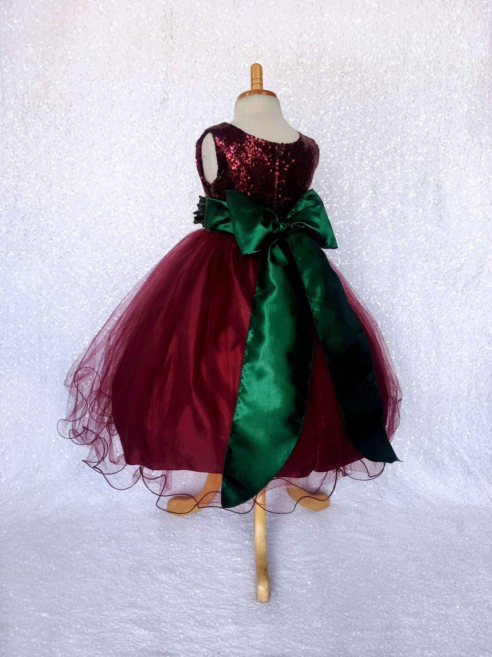 Burgunder Pailletten-Tüll-Kleid Weihnachtsfestzugs-Kleid von ToddlersAndTulle