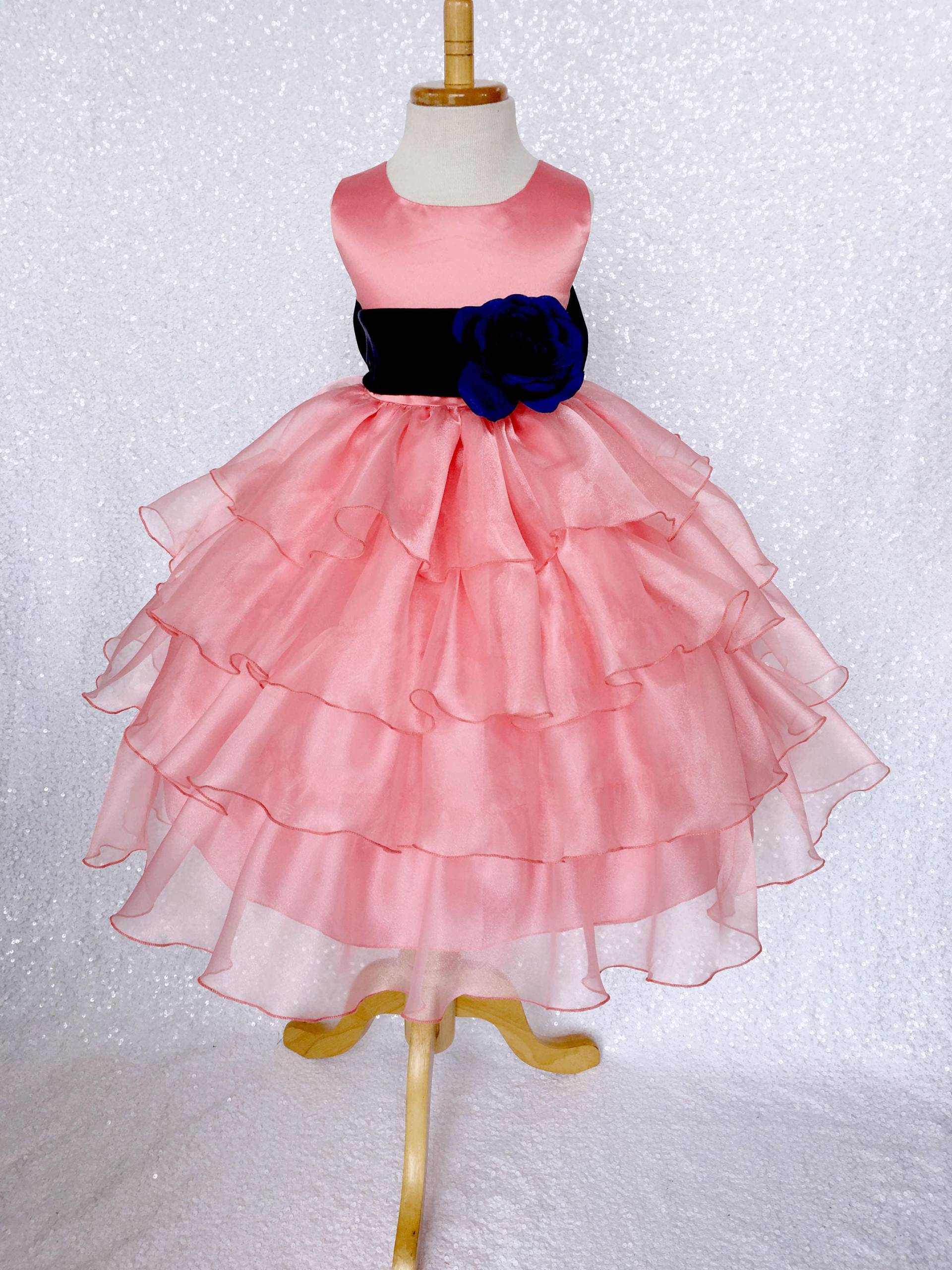 Coral Ruffle Blumenmädchen Kleid Organza Hochzeit Party von ToddlersAndTulle