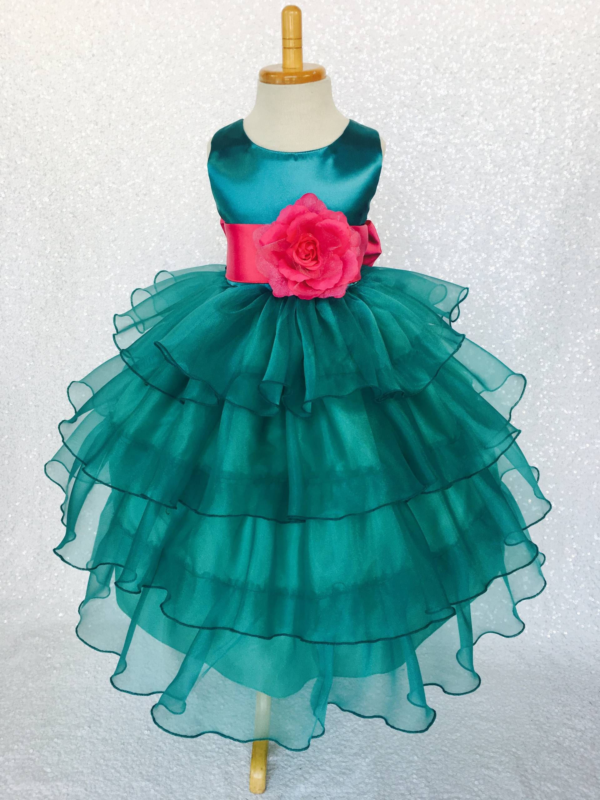 Petrol Rüschen Blumenmädchen Kleid Elegantes Hochzeitskleid von ToddlersAndTulle