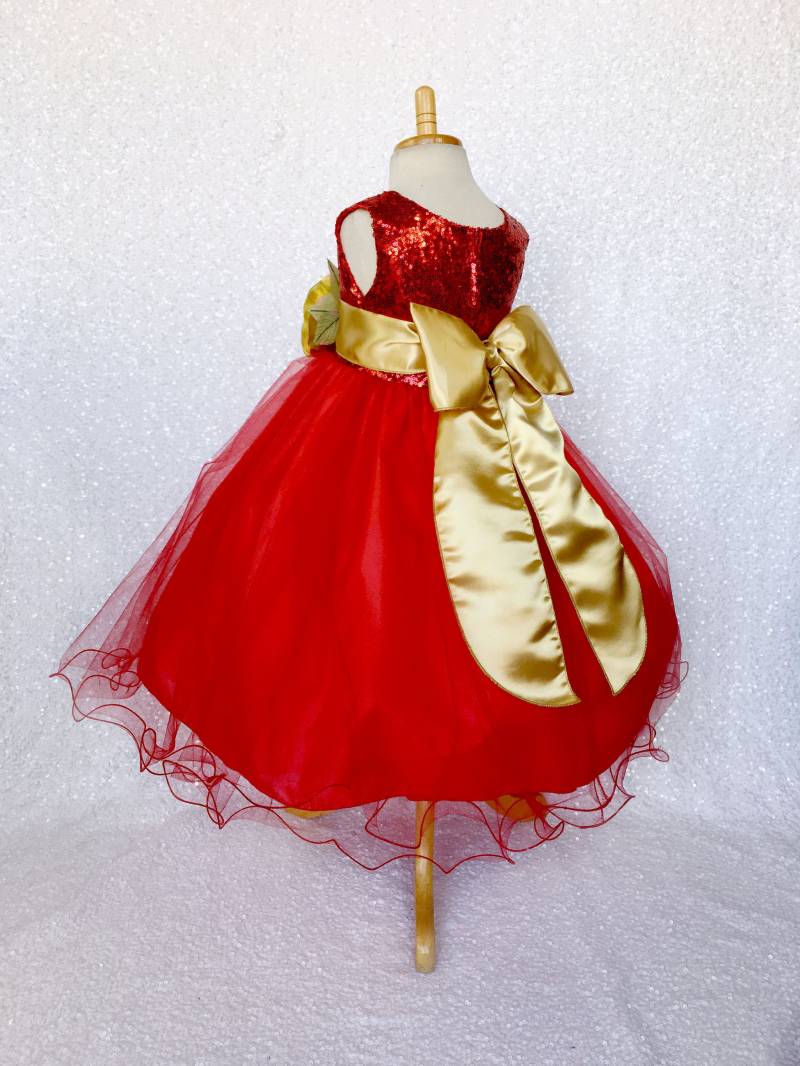 Rotes Pailletten-Tüll-Kleid Holiday Princess Girl Mit Satinschleife von ToddlersAndTulle
