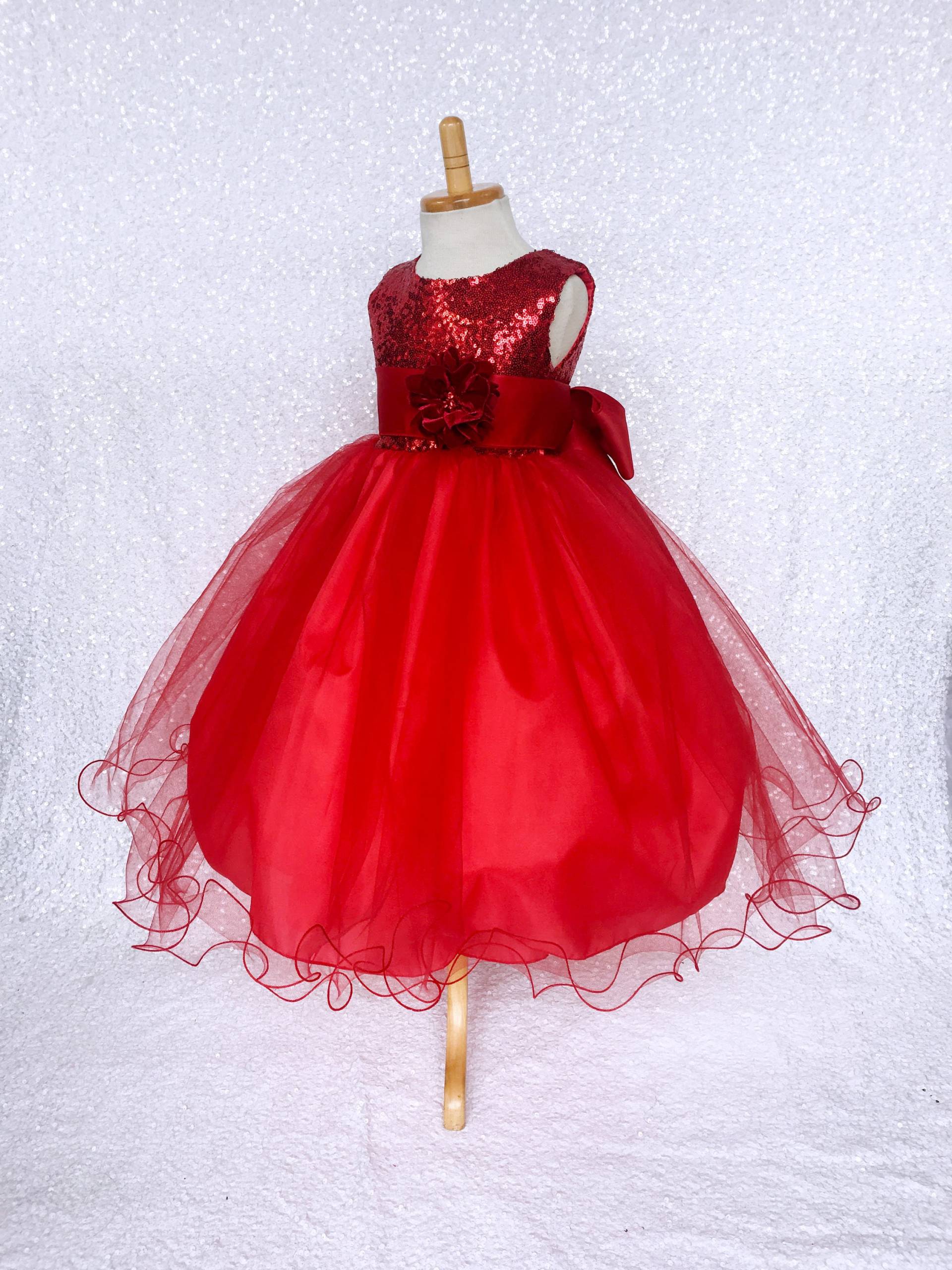 Rote Pailletten Blumenmädchen Kleid Festzug Tüll Kleid von ToddlersAndTulle