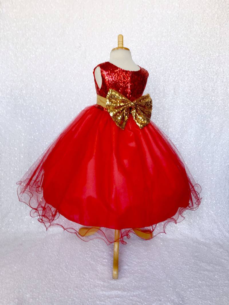 Rotes Pailletten-Tüll-Kleid Urlaub Funkelndes Formelles Kleid von ToddlersAndTulle