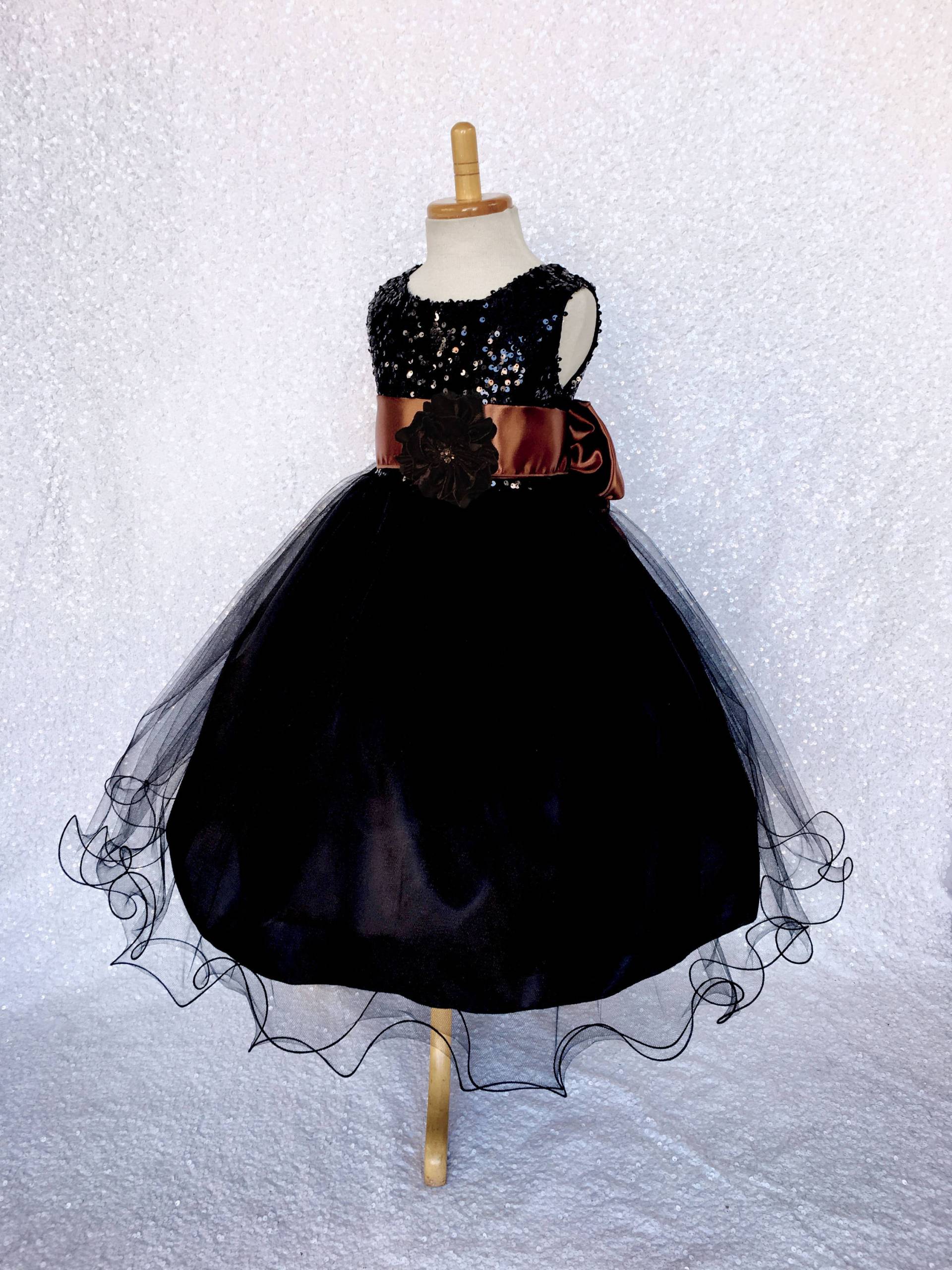 Schwarz Pailletten-Tüll Blumenmädchen Kleid Urlaubsparty Schärpe von ToddlersAndTulle