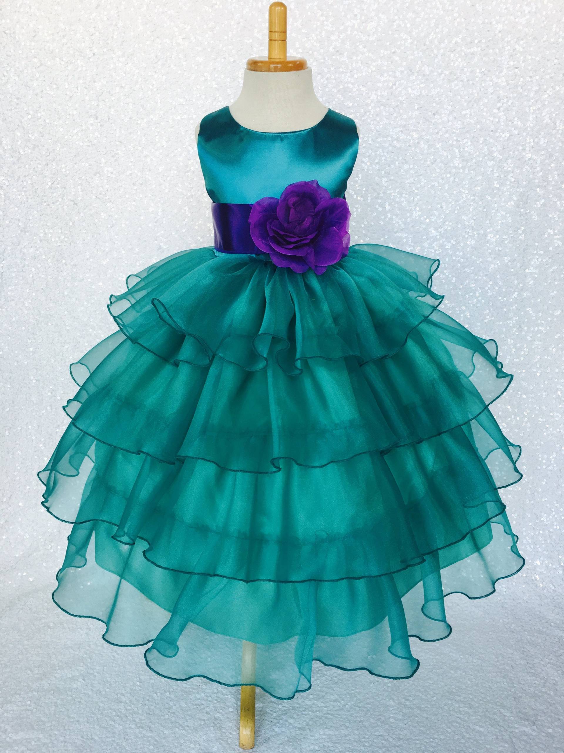 Teal Organza Blumenmädchen Kleid Benutzerdefinierte Anlass Kleid von ToddlersAndTulle
