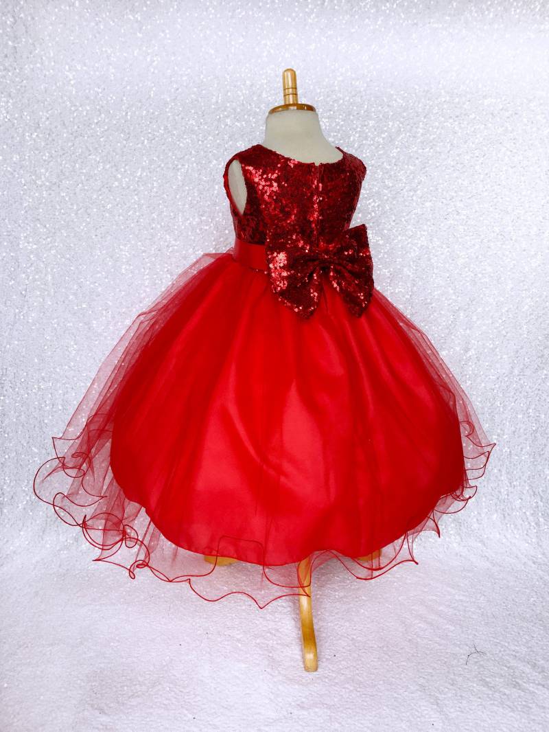 Weihnachten Rot Pailletten Tüll Blumenmädchen Kleid Mit Big Bow von ToddlersAndTulle