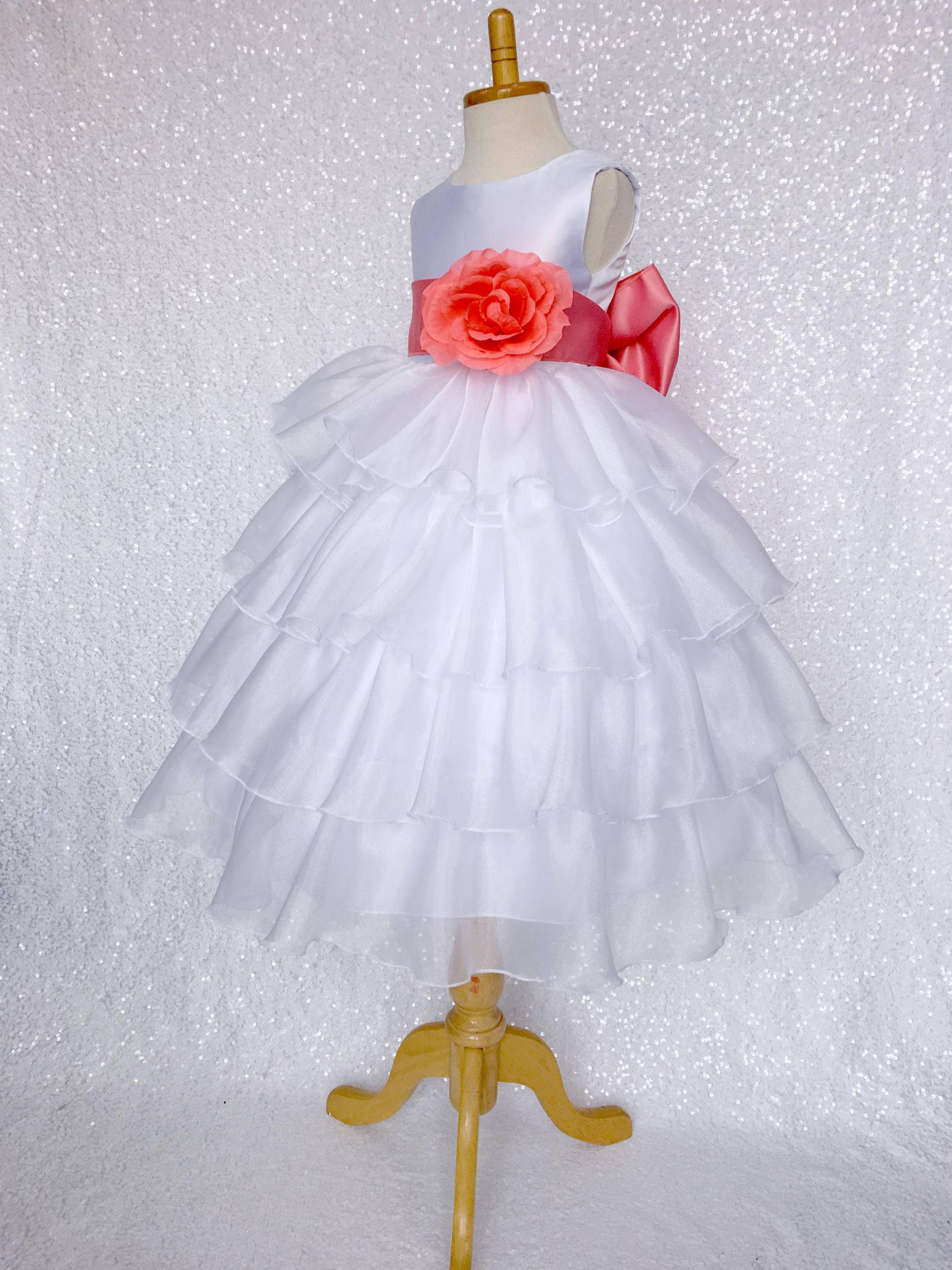 Weiß Organza Blumenmädchen Kleid Kommunion Taufe Festzug von ToddlersAndTulle