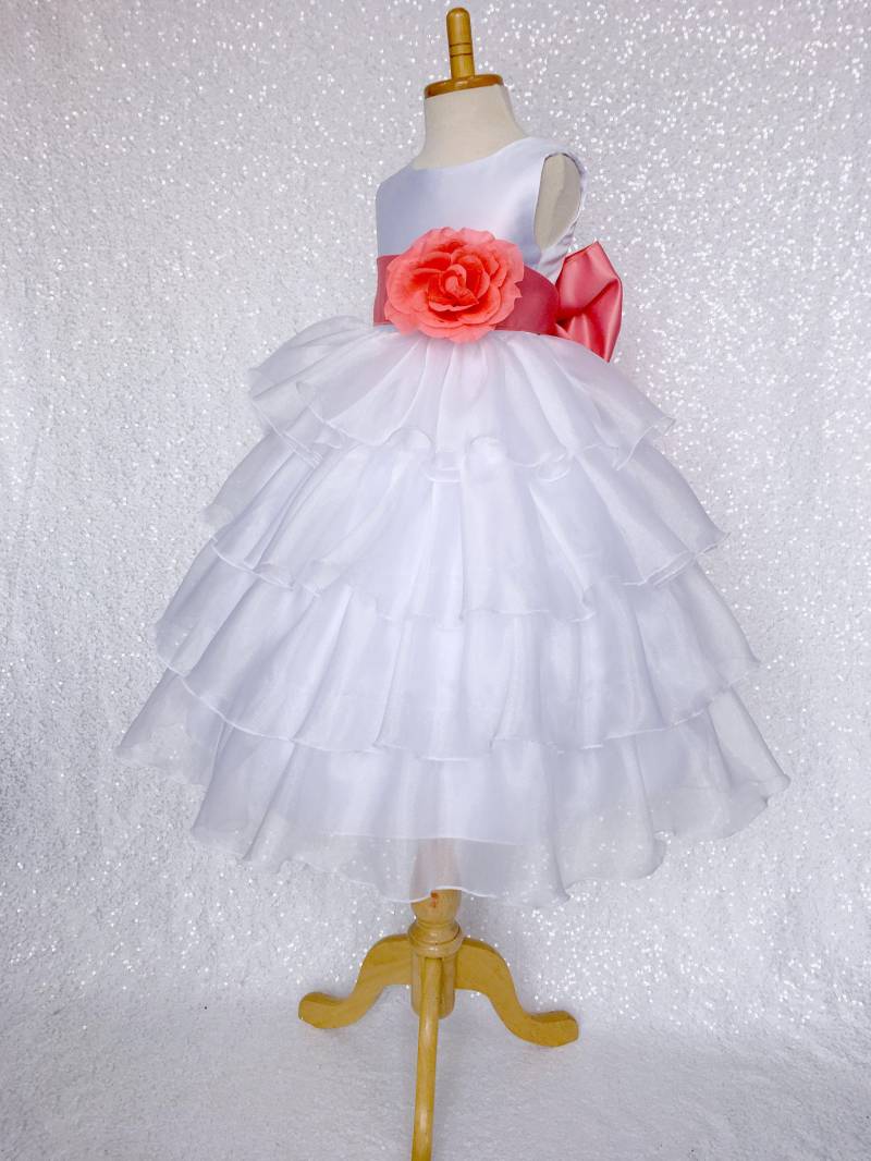 Weiß Organza Blumenmädchen Kleid Kommunion Taufe Festzug von ToddlersAndTulle
