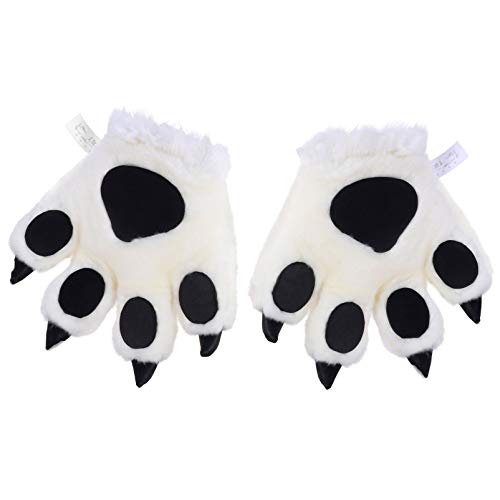 Toddmomy 1 Paar Weiß Tiger Pfote Simulation Tiger Klaue Plüsch Handschuhe Spielzeug für Ostern Tier Pelzigen Cosplay Requisiten Dschungel Party Liefert von Toddmomy