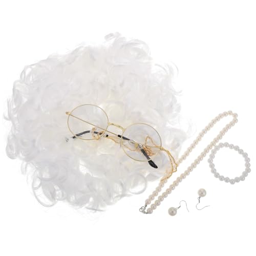 Toddmomy Perücken-set Für Damen Ältere Dame Kostüm Accessoires Für Halloween Und Cosplay-partys Und Mit Einstellbarer Für Verschiedene Kopfgrößen von Toddmomy