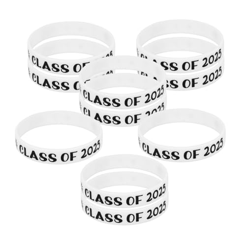 Toddmomy 10 Stück Graduation Wristbands aus Weichem Silikon Dehnbare Graduation Bracelets Class Of für Abschlussfeiern Partys und Studenten Bequemes Langlebiges Armband Weiß von Toddmomy