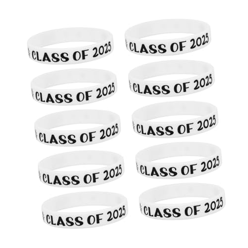 Toddmomy 10 Stück Teiliges Silikonarmbänder Class Of Abschlussparty Armbänder Dehnbar Langlebig Weiß für Schüler Lehrer und Feierlichkeiten Individuelles Graduation Wristband von Toddmomy