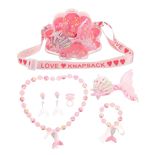 Toddmomy 1Satz Mädchen Schmuckset Teiliges Mermaid mit Perlenhalskette Armband Ring Ohrringen und Haarnadel für Tanzpartys und Tägliches Styling von Toddmomy