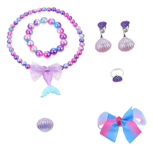 Toddmomy 1Satz Meerjungfrau Schmuck Set für Teiliges Set mit Halskette Ring Ohrringen Armband und Kopfschmuck Perfektes Ankleidezubehör für Partys und Besondere Anlässe von Toddmomy