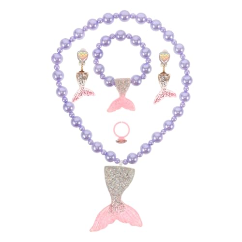 Toddmomy 1Satz Meerjungfrau Schmuckset Teiliges Set aus Halskette Armband Ohrringen und Ring für Kindergeburtstagsfeiern und Mitgebsel Dekoration für Anlässe von Toddmomy