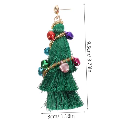 Toddmomy 2 Paare Weihnachtsohrringe Damen Ohrstecker mit Weihnachtsbaum und Tassel Festliche Weihnachtsbaum Ohrringe Klingel Modischer Xmas Schmuck für Party und von Toddmomy