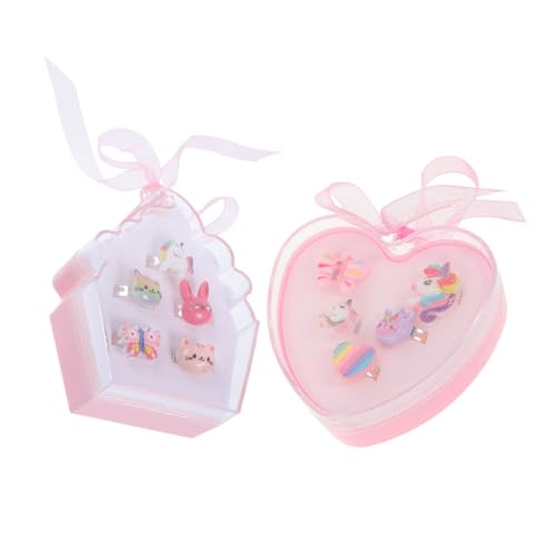 Toddmomy 2 Sätze Ringe Set Teilig Verstellbare Cartoon Fingerringe Mädchen Schmuck Niedliche Fantasie Ringe für Rollenspiel und Verkleidung Geschenkbox Mix von Toddmomy