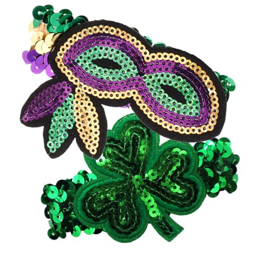 Toddmomy 2 Stück Irish Sequin Armband Teilig Dehnbares Shamrock Kleeblatt Wristband mit Glitzer Farbenfrohes Partyaccessoire für Patricks Day Festival und Kostüm von Toddmomy