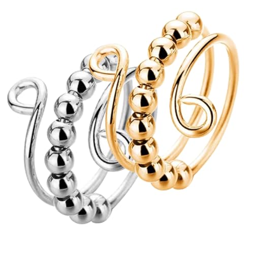 Toddmomy 2 Stück Metal Anxiety Ringe Drehbare Stress Ringe aus Robustem Metall Delikate Zappelringe für Damen und Herren Glatte Oberfläche Langlebig und Hautfreundlich Modisches Accessoire von Toddmomy