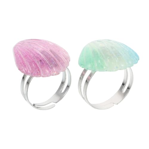 Toddmomy 2 Stück Muschelringe Farbenfrohe Meerjungfrau Schmuck Accessoires für Mädchen Bequeme für Strandpartys Geburtstagsgeschenke und Festliche Anlässe von Toddmomy