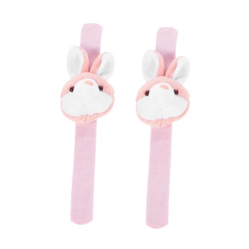 Toddmomy 2 Stück Plüsch Schnapparmband Niedliche Tier Themen Slap Armbänder für Geburtstagsfeiern Plüsch Hase Rosa Partybedarf für Erwachsene von Toddmomy