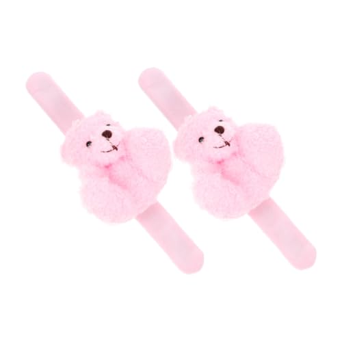 Toddmomy 2 Stück Plüsch Slap Wristband Pack Cartoon Bären Armband Sicher für für Schulanfänger Partys und Feste Pinke Tier Dekoration von Toddmomy