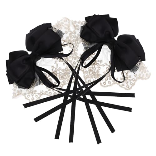 Toddmomy 2 Stück Schwarze Haarschleifen mit Spitzen Handgefertigte Große Haarspangen für Frauen und Mädchen Langlebige Leichte Haaraccessoires für Lange Haare Modische Haarklammern für von Toddmomy