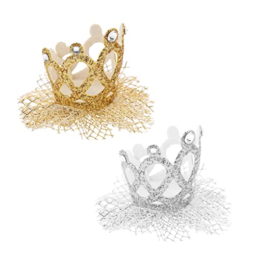 Toddmomy 2 Stück Teiliges Haarschmuck Spitzenkrone Haarklammer Geburtstag Party Kopfschmuck Silber und Gold für Mädchen Festliche Anlässe von Toddmomy