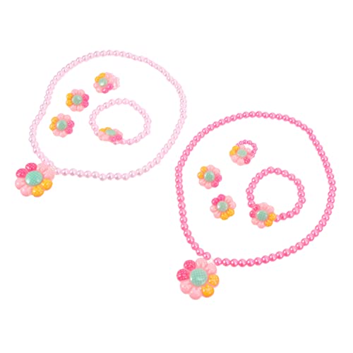 Toddmomy Mädchen Schmuckset Blumenkette und Perlenarmband für Kinder 2 Stück Halsketten und Armband für Partys und Alltag Farbenfrohes Schmuckzubehör von Toddmomy
