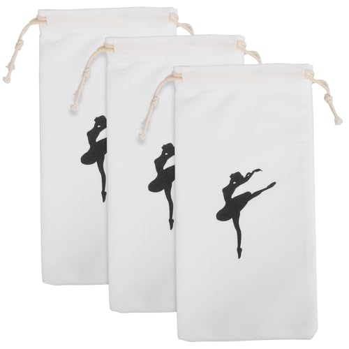 Toddmomy 3 Stück Kordelzug Beutel für Ballettschuhe Tragbare Tanzschuhtaschen Baumwolle Aufbewahrungstasche mit Kordelzug für Mädchen für Tanzunterricht und Ballett von Toddmomy