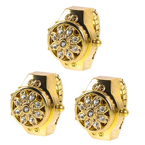 Toddmomy 3st Outdoor-Uhr Damenbandringe Jungs Klingeln Golddekor Ringschmuck Fingerring-dekor Zifferblatt Fingeruhr Uhr Im Ringdesign Fingeruhr Dekor Muschelschale Kleine Uhr Quarz Mädchen von Toddmomy