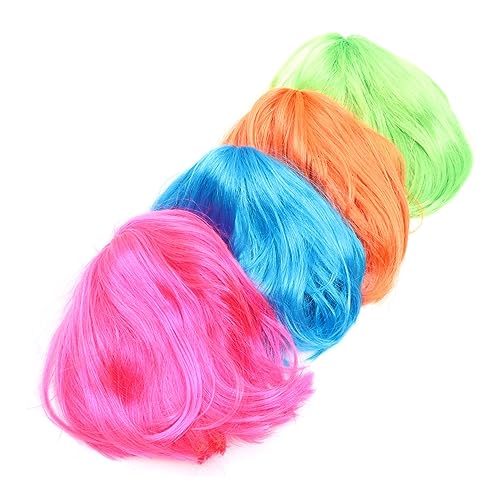 Toddmomy 4 Stück Regenbogen Perücke Falsche Haare Neonblaue Crazy-hair-perücke Bezaubernde Haarperücken Kopfschmuck Cosplay Perücken Partyperücken Sonnenbrille Vielfalt Hochtemperaturdraht von Toddmomy