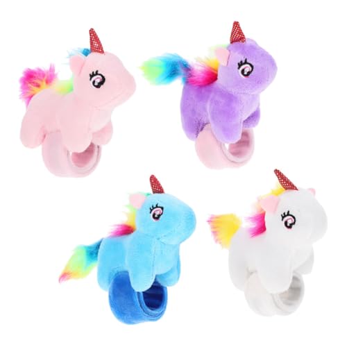 Toddmomy 4 Stück Teiliges Plüsch Einhorn Schnapparmband Weiches Strapazierfähiges Kuscheltier Armband mit Niedlicher Dekoration Leichtes Klatscharmband für Mädchen Party und Alltag Sichere von Toddmomy