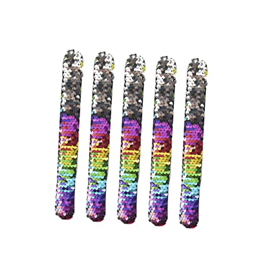 Toddmomy 5 Stück Teiliges Armband mit Bunten Meerjungfrauen Pailletten Leicht Anzuziehen Bequem Tragbar für Bühne Party und Geburtstag Modisches Ring und Handgelenkschmuckspielzeug von Toddmomy