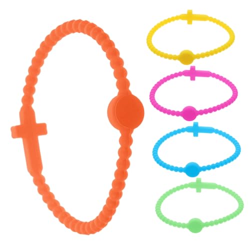 Toddmomy 5 Stück Teiliges Set Bunte Verstellbare Silikonarmbänder mit Kreuzmotiv Dehnbar und Robust Vielseitig als Armband oder Haarband für Outdoor Aktivitäten S Umfang von Toddmomy
