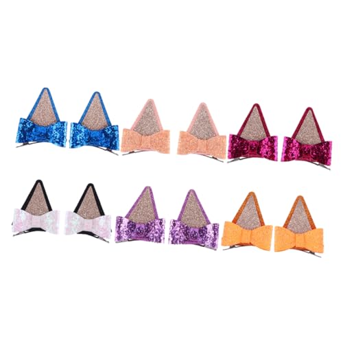 Toddmomy 6 Paare Glitzer Haarklammern mit Schleifen Blau Haut Orange Schwarz und Niedliche Alligator Haarklammern mit Tierohren für Damen Bunte Pailletten Haarschmuck für Alltag und von Toddmomy