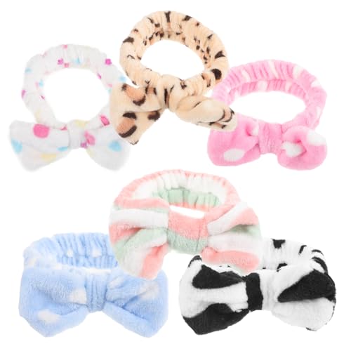 Toddmomy 6 Stück Korallenletter Haarband süße Schleifen für die Haare Make -up -Stirnband bandeau Bogen Knoten Haarband für Spa Gesichts-Make-up-Stirnband Make-up-Haarreifen Baumwolle von Toddmomy