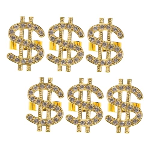 Toddmomy 6stücke Geldzeichen-kostümringe Funkelnder Strass-akzent Für Cosplay-party Und Modeschmuck Detaillierte Verarbeitung Für Kostümpartys Und Halloween-veranstaltungen von Toddmomy