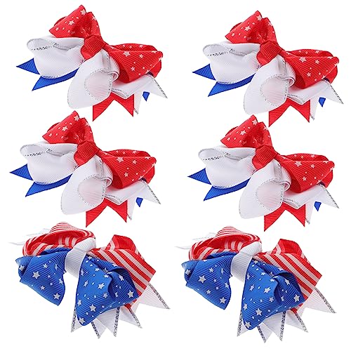 Toddmomy 6 Stück Teiliges Haarschleifen mit US Flaggenmuster Bunte Mädchen Haarspangen Leichte Haarnadeln mit Stern und Streifendesign für Nationalfeiertag und Patriotische Anlässe von Toddmomy