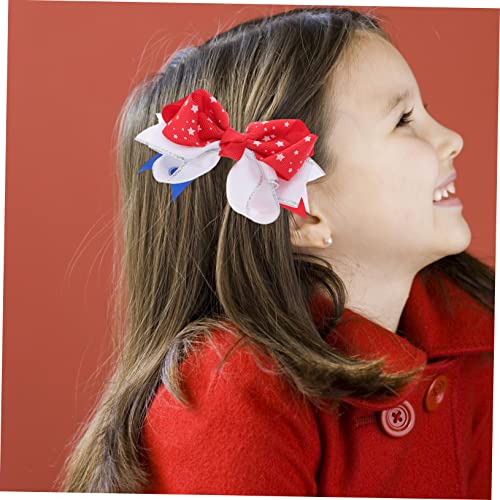 Toddmomy 6 Stück Teiliges Haarspangen für Mädchen Schleifen Haarklammern mit US Flaggenmuster Rote und Weiße Streifen Weiße und Silberne Kanten Patriotisches Haarzubehör für von Toddmomy