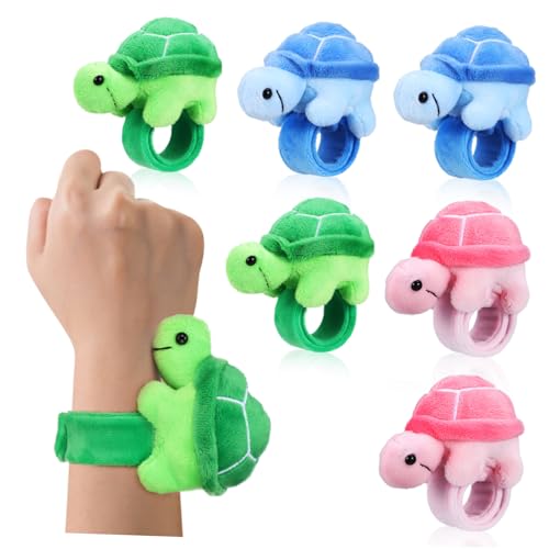 Toddmomy 6 Stück Teiliges Kuschelige Schildkröten Slap Armbänder für Weiche Plüsch Armbänder Bunten Farben Tierische Party Wristbands als und Dekoration Angenehm zu Tragen von Toddmomy