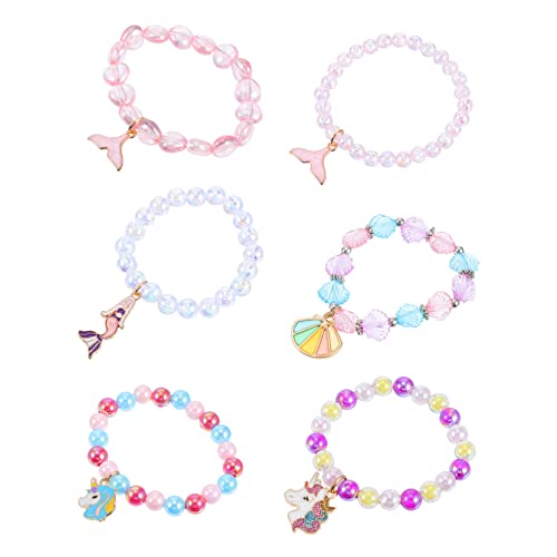 Toddmomy 6 Stück Teiliges Set Bunter Acryl Armbänder mit Einhorn Anhänger für Party Mitgebsel für Mädchen von Toddmomy
