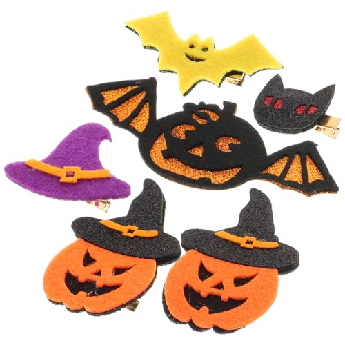 Toddmomy 6Stücke Halloween Haarklammern im Cartoon Design Festliche Haarspangen mit Kürbis Fledermaus und Hexenhut für Damen Perfektes Haarschmuck für Partys und Anlässe von Toddmomy