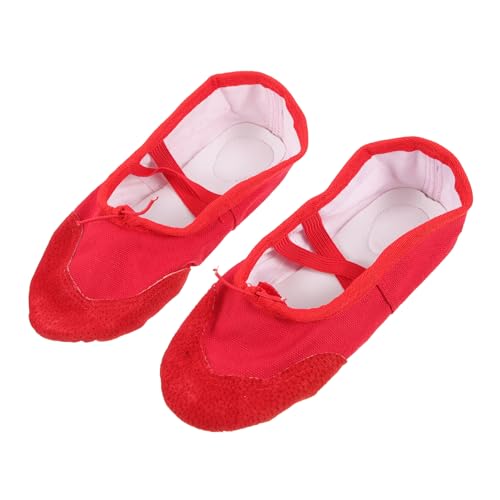 Toddmomy Ballettschuhe PU Weiche Sohle Elastisches Band Rutsch Tanzschläppchen für Erwachsene Rot für Yoga Ballett Modern Dance von Toddmomy