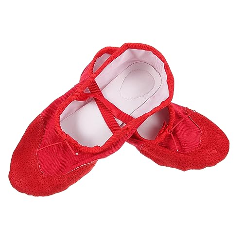Toddmomy Ballettschuhe PU mit Elastischem Band rutschfeste Gymnastikschläppchen für Erwachsene Flexible Tanzschuhe für Yoga Ballett Jazz und Moderne Tänze Rot von Toddmomy