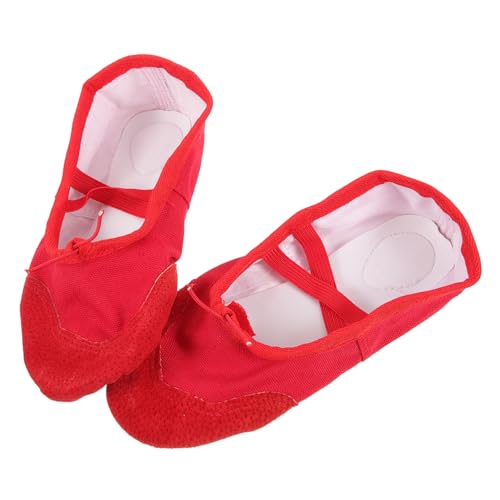 Toddmomy Ballettschuhe und Erwachsene PU Glänzend Weiche Rutsch Sohle Elastisches Band Tanzschläppchen für Yoga Ballett Modern Dance Rot von Toddmomy